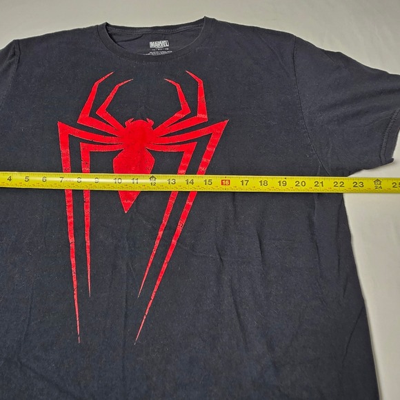 Marvel Spider-Man Graphic T-Shirt Mens XL Black Red Spider Logo Cotton Tee - Picture 2 of 5